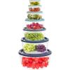 COOK WITH COLOR Round Food Storage Containers with Lids, Easy-Find Nesting Plastic Containers, 14 Piece Set (Teal Ombre)(Blue Ombre)