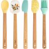 COOK WITH COLOR Set of Kitchen Utensil Set – Silicone Kitchen Tools with Wooden Handles, Mini, Lemon Collection