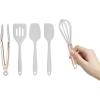 COOK WITH COLOR Silicone Cooking Utensils, Kitchen Utensil Set, Easy to Clean Silicone Kitchen Utensils, Cooking Utensils for Nonstick Cookware, Kitchen Gadgets Set, Mini, Black(White)