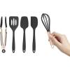 COOK WITH COLOR Silicone Cooking Utensils, Kitchen Utensil Set, Easy to Clean Silicone Kitchen Utensils, Cooking Utensils for Nonstick Cookware, Kitchen Gadgets Set, Mini, Black(Black)