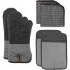 COOK WITH COLOR Silicone Oven Mitts- Heat Resistant Gloves with Soft Quilted Lining Oven Mitt Pot Holders for Cooking and BBQ, Gray, Mitt Set(Gray)