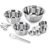 COOK WITH COLOR Stainless Steel Mixing Bowls Set – Nesting Bowls with Non-Slip Bottom and Easy-Grip Handles, Silver, 12 Pieces