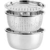 COOK WITH COLOR Stainless Steel Mixing Bowls Set – Nesting Bowls with Non-Slip Bottom and Easy-Grip Handles, Silver, 3 Pieces