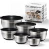 COOK WITH COLOR Stainless Steel Mixing Bowls Set with Lids – Nesting Bowls with Non-Slip Bottom, Black, 12 Pieces(Black)