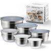 COOK WITH COLOR Stainless Steel Mixing Bowls Set with Lids – Nesting Bowls with Non-Slip Bottom, Black, 12 Pieces(Gray)