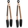 COOK WITH COLOR Stainless Steel Silicone Tipped Kitchen & BBQ Tongs Set, 3 Pc Utensils, Grey(Black)
