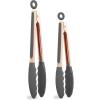 COOK WITH COLOR Stainless Steel Silicone Tipped Kitchen & BBQ Tongs Set, 3 Pc Utensils, Grey(Charcoal)