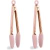 COOK WITH COLOR Stainless Steel Silicone Tipped Kitchen & BBQ Tongs Set, 3 Pc Utensils, Grey(Pink)