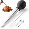 COOK WITH COLOR Turkey Baster with Cleaning Brush – Food Grade Syringe Baster For Cooking, Deluxe Set, Gray(Black)