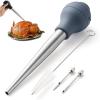 COOK WITH COLOR Turkey Baster with Cleaning Brush – Food Grade Syringe Baster For Cooking, Deluxe Set, Gray(Blue)