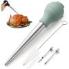 COOK WITH COLOR Turkey Baster with Cleaning Brush – Food Grade Syringe Baster For Cooking, Deluxe Set, Gray(Sage)