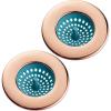 COOK with COLOR Set of 2 Sink Strainers- Flexible Silicone Kitchen Sink Drainers, Traps Food Debris and Prevents Clogs, Large Wide 4.5’ Diameter Rim – Aqua