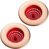 COOK with COLOR Set of 2 Sink Strainers, Flexible Silicone Kitchen Sink Drainers, Traps Food Debris and Prevents Clogs, Large Wide 4.5’ Diameter Rim – Red and Copper