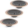 COOK with COLOR Set of 3 Sink Strainers, Flexible Silicone Kitchen Sink Drainers, Traps Food Debris and Prevents Clogs, Large Wide 4.5’ Diameter Rim – Charcoal Grey and Copper