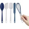 Cook With Color Kitchen Utensil Set – Silicone Kitchen Tools, Whisk, Tong, Spatula, Spoonula and Spoon, Navy Collection(Navy Collection)