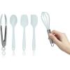 Country Kitchen Silicone Cooking Utensils – Easy to Clean Kitchen Tools, Spatula Set for Nonstick Cookware, Mini, White(Mint)