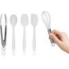 Country Kitchen Silicone Cooking Utensils – Easy to Clean Kitchen Tools, Spatula Set for Nonstick Cookware, Mini, White(White)