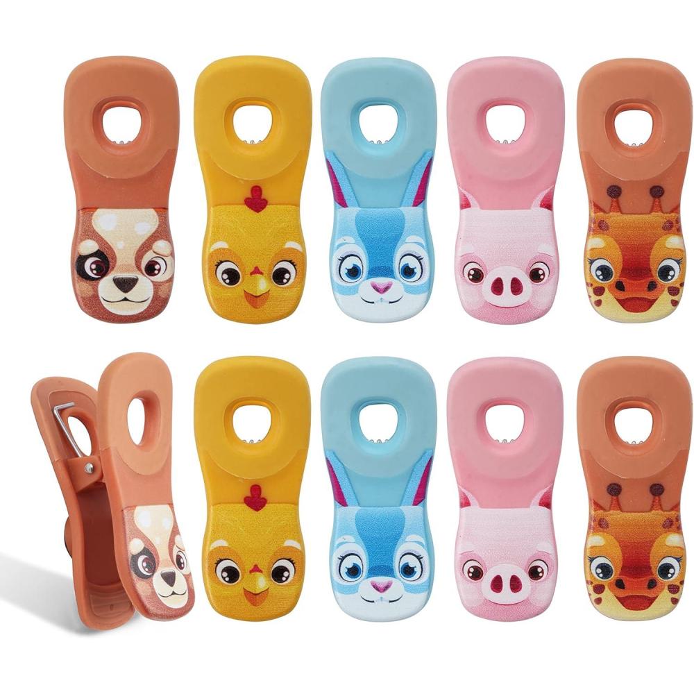 imageCOOK WITH COLOR Cute Magnetic Bag Clips  Kitchen and Food Bag Clips for Airtight Seal for Food Storage Farm Animal PalsForest Animal Pals