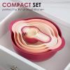 COOK WITH COLOR 8Pc Nesting Bowl Set, Teal – Includes 2 Mixing Bowls, Colander, Sifter, 4 Measuring Cups, Polypropylene, Dishwasher Safe, BPA Free(Rose)