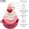 COOK WITH COLOR 8Pc Nesting Bowl Set, Teal – Includes 2 Mixing Bowls, Colander, Sifter, 4 Measuring Cups, Polypropylene, Dishwasher Safe, BPA Free(Rose)