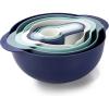 COOK WITH COLOR 8Pc Nesting Bowl Set, Teal – Includes 2 Mixing Bowls, Colander, Sifter, 4 Measuring Cups, Polypropylene, Dishwasher Safe, BPA Free(Blue)