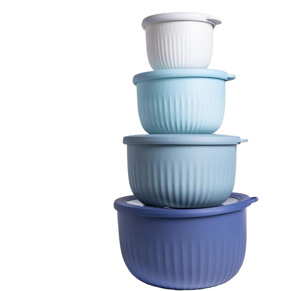 imageCOOK WITH COLOR Prep Bowls with Lids Wide and Deep Nesting Plastic Small Mixing Bowl Set with Lids 12 Piece Set  Wide Bowls MulticolorBlue