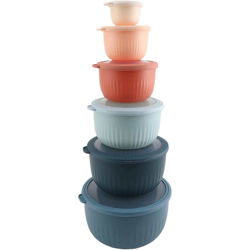 imageCOOK WITH COLOR Prep Bowls with Lids Wide and Deep Nesting Plastic Small Mixing Bowl Set with Lids 12 Piece Set  Wide Bowls MulticolorMulticolor