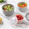 COOK WITH COLOR Prep Bowls with Lids- Wide and Deep Nesting Plastic Small Mixing Bowl Set with Lids, 12 Piece Set – Wide Bowls, Multicolor(Grey/Pink)