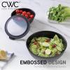 COOK WITH COLOR Nesting Mixing Bowls – 12 Piece Plastic Bowl Set with Lids, Microwave Safe (Green)(Black Embossed)