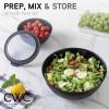 COOK WITH COLOR Nesting Mixing Bowls – 12 Piece Plastic Bowl Set with Lids, Microwave Safe (Green)(Black Rhombus)
