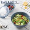 COOK WITH COLOR Nesting Mixing Bowls – 12 Piece Plastic Bowl Set with Lids, Microwave Safe (Green)(Blue and White TPR Lids)