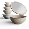 COOK WITH COLOR Nesting Mixing Bowls – 12 Piece Plastic Bowl Set with Lids, Microwave Safe (Green)(Brown Embossed)