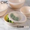 COOK WITH COLOR Nesting Mixing Bowls – 12 Piece Plastic Bowl Set with Lids, Microwave Safe (Green)(Cream Embossed)