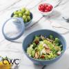 COOK WITH COLOR Nesting Mixing Bowls – 12 Piece Plastic Bowl Set with Lids, Microwave Safe (Green)(Denim TPR Lids)