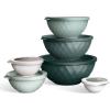 COOK WITH COLOR Nesting Mixing Bowls – 12 Piece Plastic Bowl Set with Lids, Microwave Safe (Green)(Green Diamond)