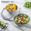 COOK WITH COLOR Nesting Mixing Bowls – 12 Piece Plastic Bowl Set with Lids, Microwave Safe (Green)(Grey Tritan Lid)