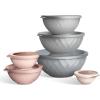 COOK WITH COLOR Nesting Mixing Bowls – 12 Piece Plastic Bowl Set with Lids, Microwave Safe (Green)(Grey/Pink Diamond)