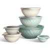 COOK WITH COLOR Nesting Mixing Bowls – 12 Piece Plastic Bowl Set with Lids, Microwave Safe (Green)(Mint Diamond)