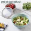 COOK WITH COLOR Nesting Mixing Bowls – 12 Piece Plastic Bowl Set with Lids, Microwave Safe (Green)(Mint Embossed)