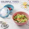 COOK WITH COLOR Nesting Mixing Bowls – 12 Piece Plastic Bowl Set with Lids, Microwave Safe (Green)(Multi/Navy TPR Lids)