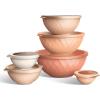 COOK WITH COLOR Nesting Mixing Bowls – 12 Piece Plastic Bowl Set with Lids, Microwave Safe (Green)(Orange Diamond)
