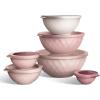COOK WITH COLOR Nesting Mixing Bowls – 12 Piece Plastic Bowl Set with Lids, Microwave Safe (Green)(Pink Diamond)