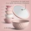 COOK WITH COLOR Nesting Mixing Bowls – 12 Piece Plastic Bowl Set with Lids, Microwave Safe (Green)(Pink Diamond)