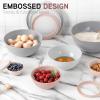 COOK WITH COLOR Nesting Mixing Bowls – 12 Piece Plastic Bowl Set with Lids, Microwave Safe (Green)(Pink Embossed)