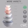 COOK WITH COLOR Nesting Mixing Bowls – 12 Piece Plastic Bowl Set with Lids, Microwave Safe (Green)(Pink Ombre TPR Lids)