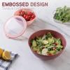 COOK WITH COLOR Nesting Mixing Bowls – 12 Piece Plastic Bowl Set with Lids, Microwave Safe (Green)(Rose Embossed)