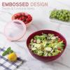 COOK WITH COLOR Nesting Mixing Bowls – 12 Piece Plastic Bowl Set with Lids, Microwave Safe (Green)(Rose Rhombus)