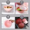 COOK WITH COLOR Nesting Mixing Bowls – 12 Piece Plastic Bowl Set with Lids, Microwave Safe (Green)(Rose Rhombus)