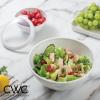 COOK WITH COLOR Nesting Mixing Bowls – 12 Piece Plastic Bowl Set with Lids, Microwave Safe (Green)(Speckled White TPR Lids)