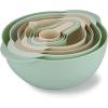 COOK WITH COLOR Nesting Bowls with Measuring Cups Colander and Sifter Set – Includes Mixing Bowls, Colander, Sifter and Measuring Cups, Mint, 8 Pc Bowl(Mint)